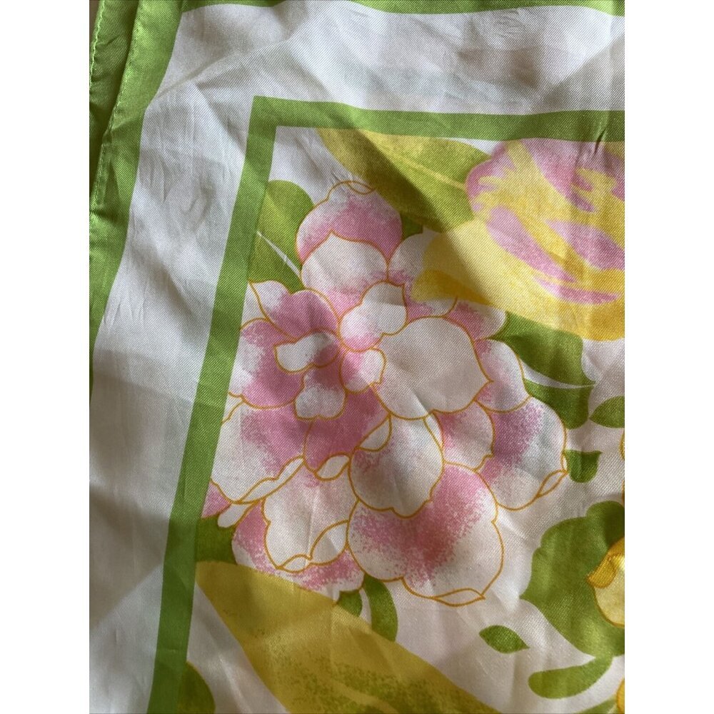 Avon Burst Of Spring S M Kent Scarf Lime‎ Green Yellow White Japan - Picture 3 of 6